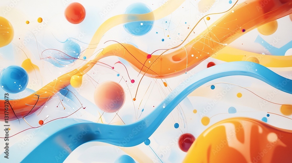 Poster Artistic visualization of market research showcasing symbolic pathways abstract forms understanding consumer behavior