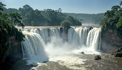 Fototapeta premium Majestic Waterfall in Lush Forest