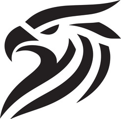 Bold Tribal-Style Eagle Head Logo Vector in Black and White

