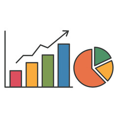 Colorful Bar and Pie Charts Illustrate Growth and Distribution