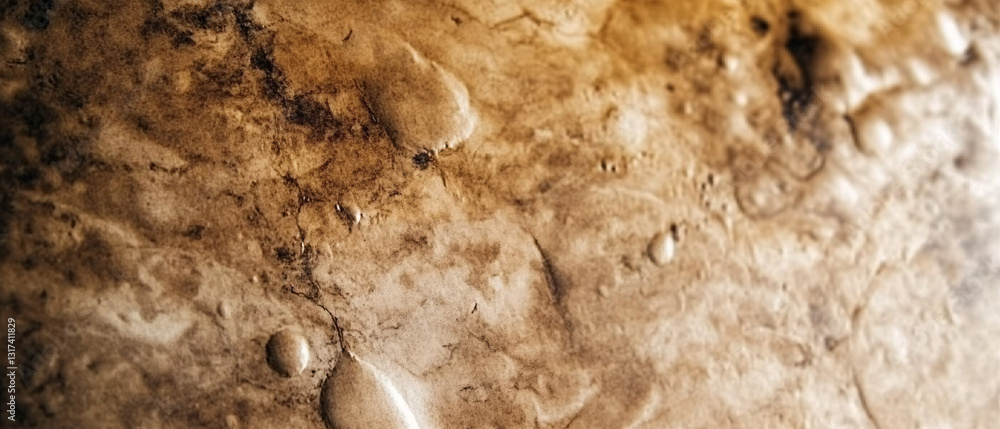 Poster a close-up view of a rough brown textured surface with an organic and uneven appearance resembling r