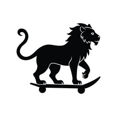 lion on skateboard silhouette art