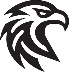 Bold Tribal-Style Eagle Head Logo Vector in Black and White

