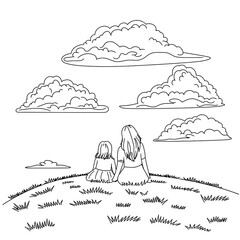 Mother and Daughter Enjoying a Scenic View