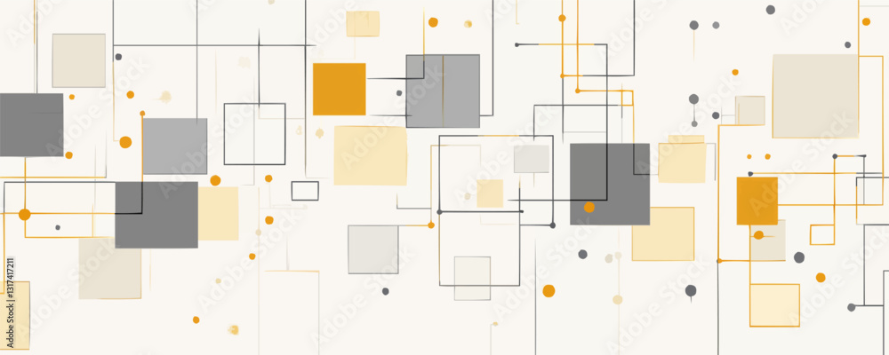 Poster abstract geometric flat icons set with colorful squares and lines - vector.