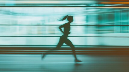 Motion Blur Woman Running, Urban Fitness, Active Lifestyle