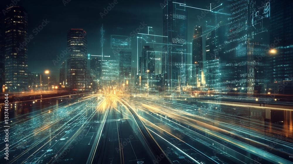 Leinwandbilder Conceptual art of artificial intelligence business emphasizing machine learning applications predictive analytics