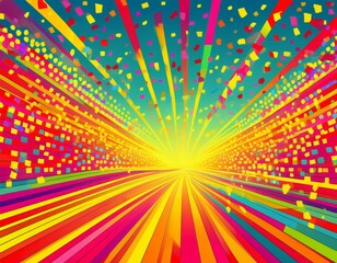 panorama background with confetti, artwork design illustration