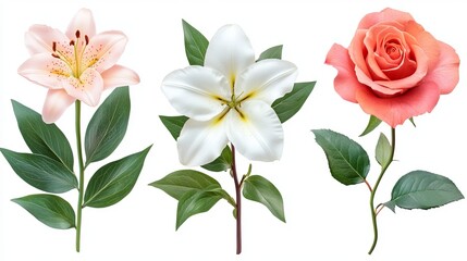 Obraz premium Lilies roses bouquet isolated