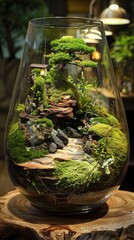 Miniature Zen Garden in Glass Terrarium