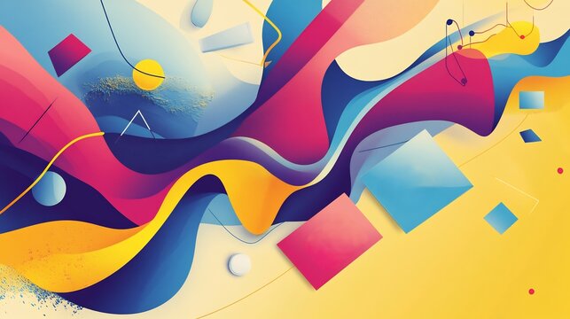 Conceptual depiction of advertising flowing geometric form representing creative campaign outreach