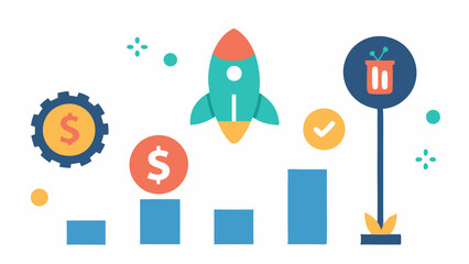Funding Goals An infographic showing a startups financial goals with milestones for raising different amounts of funds at various stages of their growth.