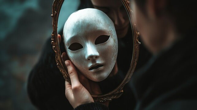 person with a white mask