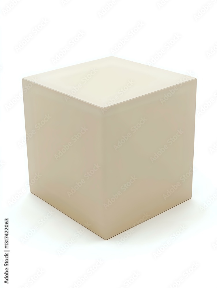 Poster simple white cube shape on isolated background, geometric minimalist design element for creative pro