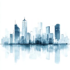 Obraz premium Cityscape Watercolor Reflection.