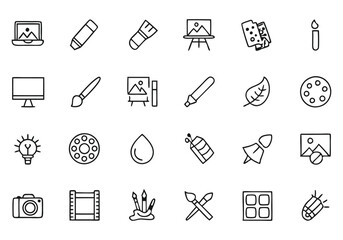 Art, Creativity, and Graphic Design Editable Stroke Outline Icons Set