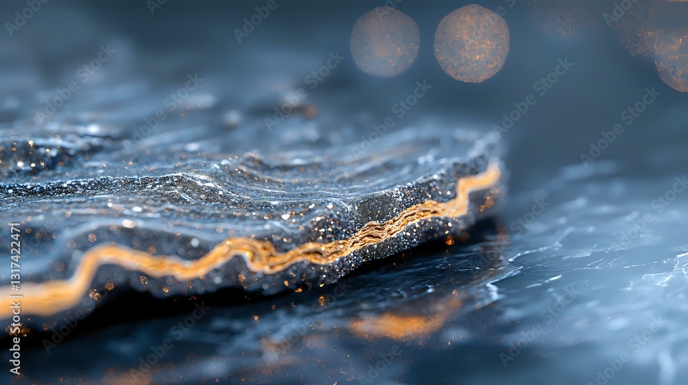 Poster glowing orange line on dark textured surface with bokeh effect creates abstract macro photography co