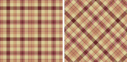 Cool Light Maroon Seamless Tartan with Dusty Beige accents Fabric Design