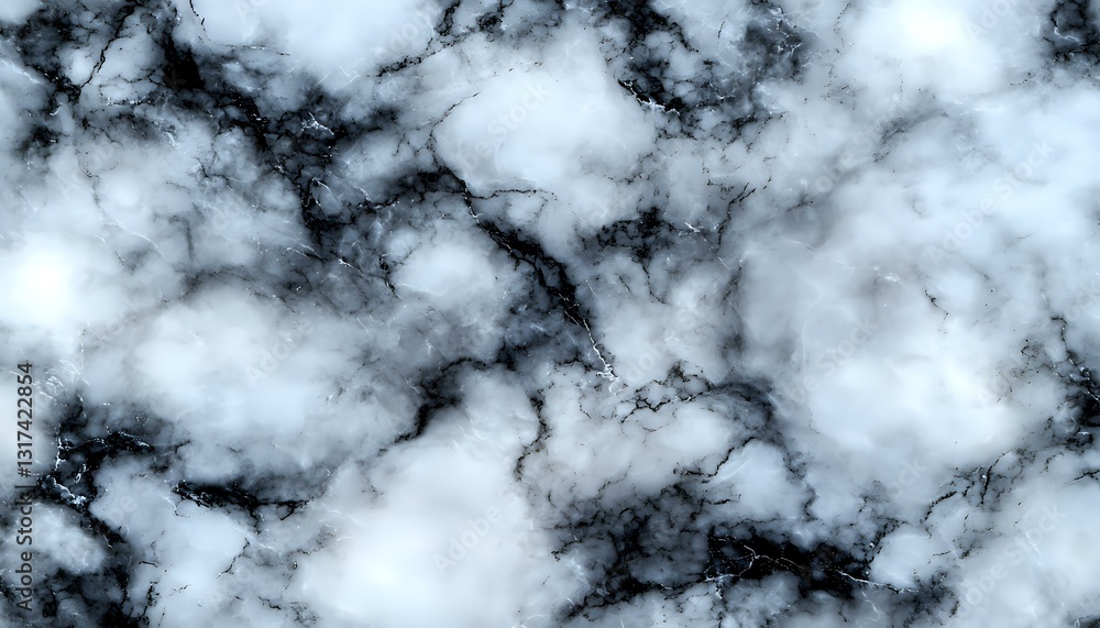 Poster luxurious black and white marble pattern with natural veining and cloudy textures creates elegant se