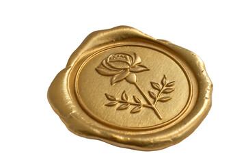 Golden wax seal with flower
