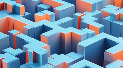 Conceptual depiction of organizational structure featuring interlocking shapes representing teamwork efficiency