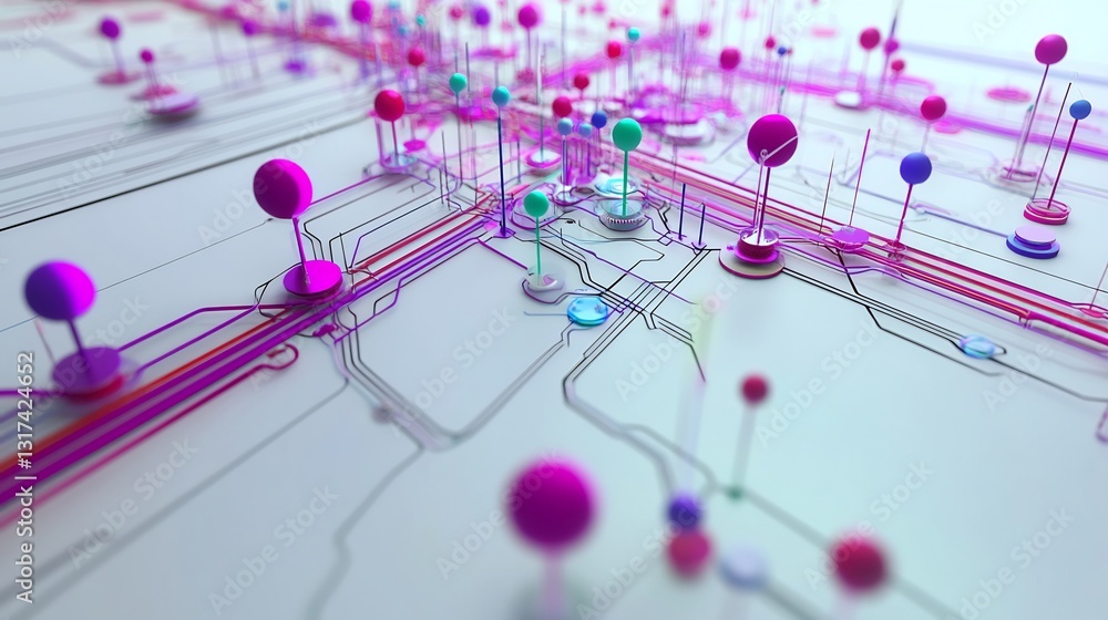 Aufkleber Conceptual depiction of quality management systems showcasing abstract nodes interconnected pathways improvement