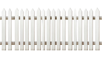 White Wooden Picket Fence Isolated on a Transparent Background