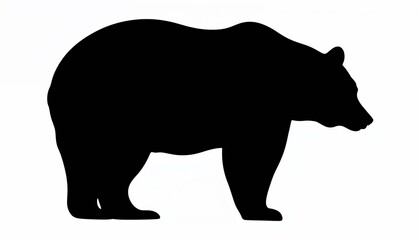 Fototapeta premium Silhouette of bear standing confidently on white background
