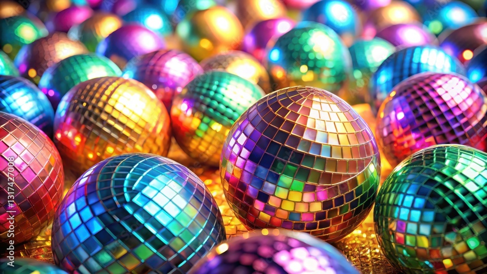 Leinwandbilder a colorful array of disco balls reflecting light and creating a sparkling and festive atmosphere