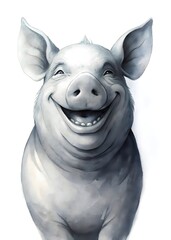 Obraz premium Happy Smiling Pig Portrait Charming Cute Farm Animal Character