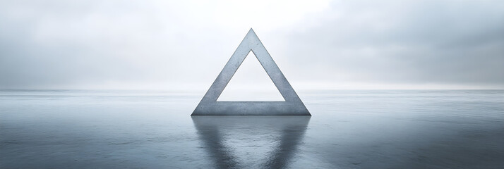 Minimalist Triangle Representation Emphasizing Geometric Balance and Symmetry with Neutral Tones