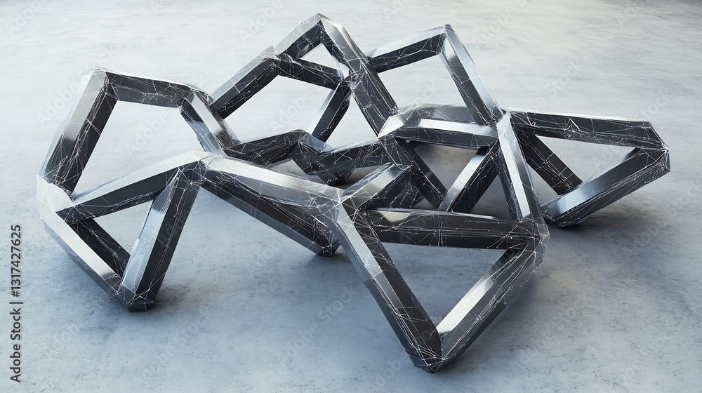 Poster Conceptual rendering of market risk interconnected geometric forms symbolizing volatility protection