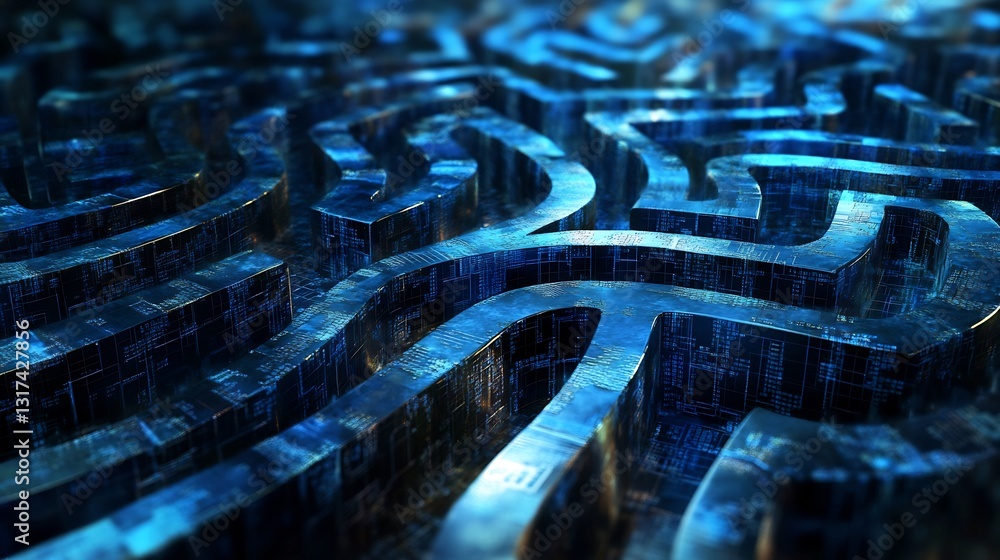 Poster conceptual rendering of microeconomics showcasing symbolic pathway individual market behavior