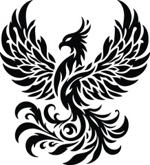 Phoenix bird silhouette, Tribal Phoenix bird Tattoo, Design, art