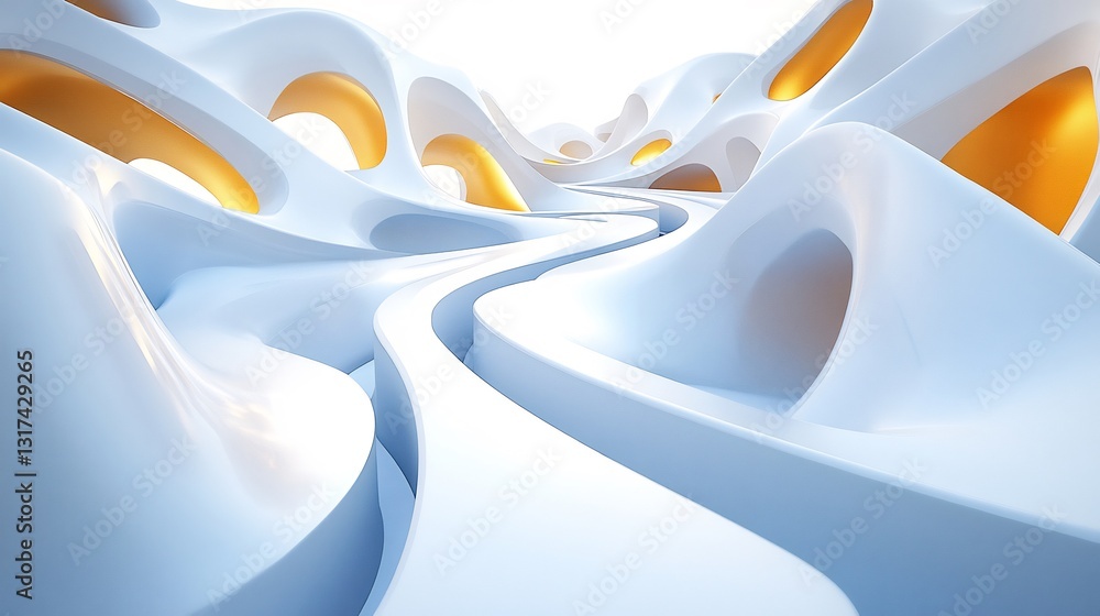 Poster conceptual rendering of promotional strategies showcasing abstract shapes symbolic pathways advertis
