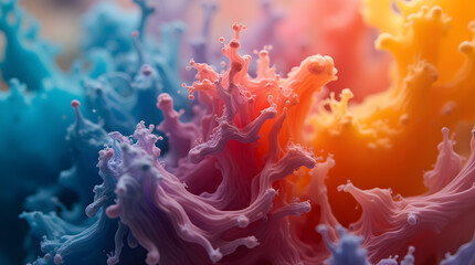Vibrant abstract texture with swirling blue, pink, and orange hues. Fluid shapes create a dreamy, cloud-like pattern, perfect for backgrounds, digital art, and creative design projects.