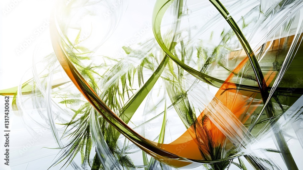 Poster conceptual rendering of sustainability policy featuring abstract plant pattern interwoven energy loo