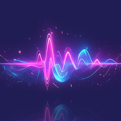 "A sleek soundwave logo, neon blue and purple audio waveform in a modern style, high-tech and futuristic branding, dynamic energy, sharp and clean lines 