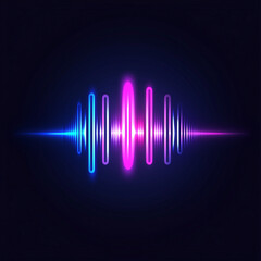 "A sleek soundwave logo, neon blue and purple audio waveform in a modern style, high-tech and futuristic branding, dynamic energy, sharp and clean lines 