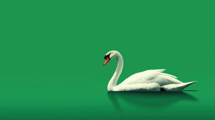 Fototapeta premium Swan on Green Background