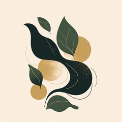 "A nature-inspired minimalist logo, abstract leaf and wave design, earthy green and beige tones, eco-friendly branding, organic and clean look