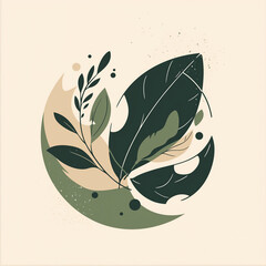 "A nature-inspired minimalist logo, abstract leaf and wave design, earthy green and beige tones, eco-friendly branding, organic and clean look