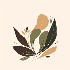 "A nature-inspired minimalist logo, abstract leaf and wave design, earthy green and beige tones, eco-friendly branding, organic and clean look
