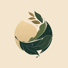 "A nature-inspired minimalist logo, abstract leaf and wave design, earthy green and beige tones, eco-friendly branding, organic and clean look