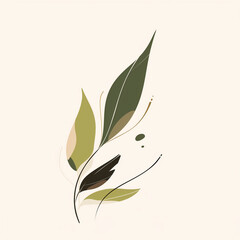 "A nature-inspired minimalist logo, abstract leaf and wave design, earthy green and beige tones, eco-friendly branding, organic and clean look
