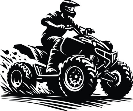 ATV quad wheeler - ATV quad bike Rider, motocross rider silhouette, design, art, illustration
