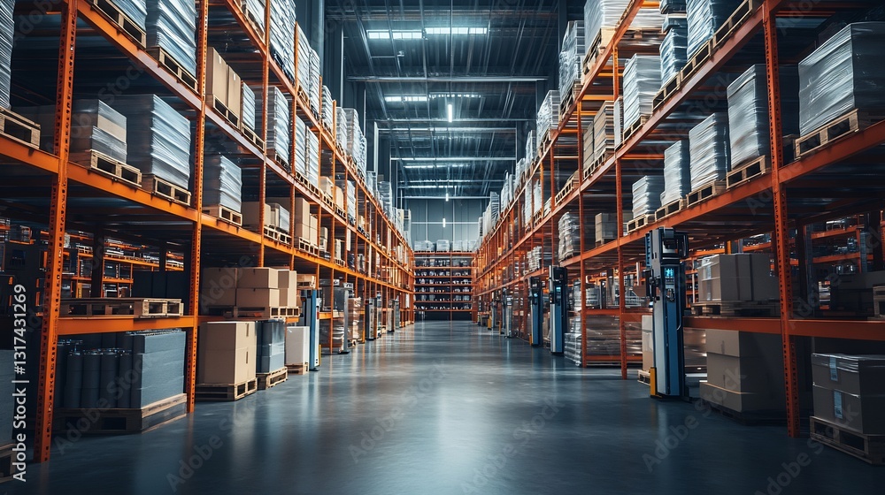 Poster Conceptual rendering of warehouse management systems focusing automation inventory control