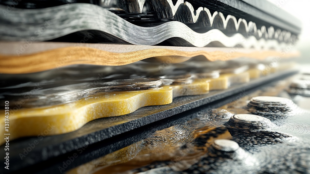Aufkleber Conceptual representation of quality management showcasing layered textures process refinement improvement