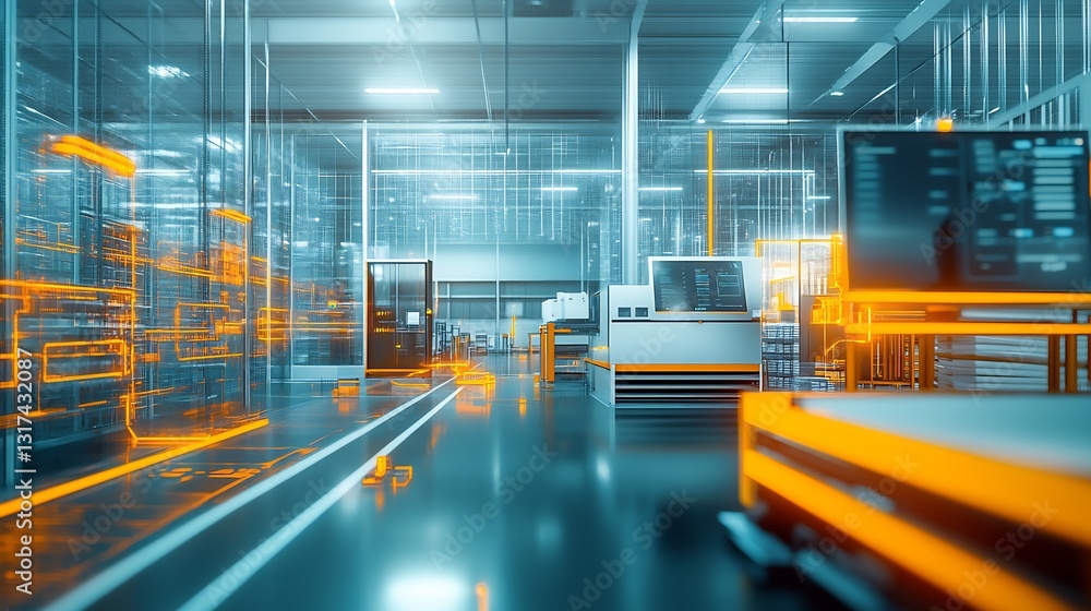 Aufkleber Conceptual rendering of warehouse management systems focusing automation inventory control
