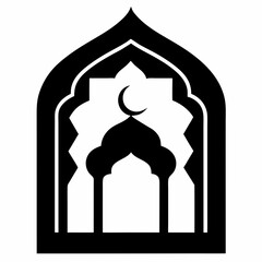 Islamic window shape silhouette vector on white background